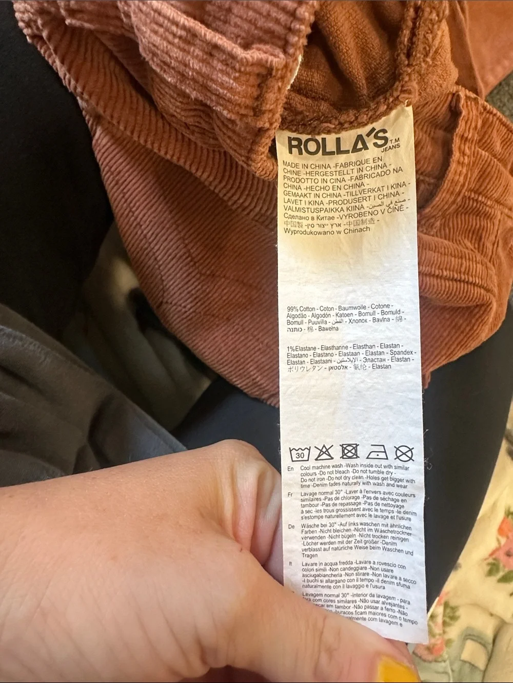 ROLLA’S Cognac Brown Corduroy Original High Rise Straight Jeans Aussie 9 US 27